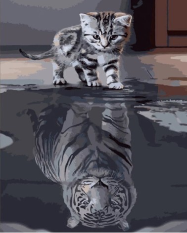 Набір для розпису по номерах Кіт та тигр Strateg розміром 40х50 см (HH009)