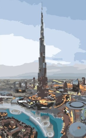 Набор для росписи по номерам Современные Дубаи Strateg размером 50х25 см (WW014)