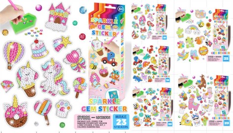 Алмазная мозаика 23 наклейки, алмазы, тарелочка, стилус, воск, микс видов, в кор. 