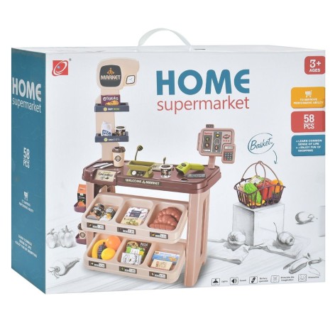 Магазин 668-114 прилавок,сканер(зв,св),термінал,ваги,кошик,продукти,58предм, в кор-ці,45-54-16,5