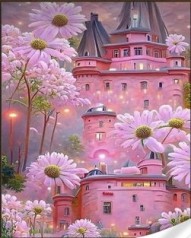 Набір для творчості алмазна картина Чарівний рожевий замок Strateg розміром 30х40 см кр (GM86837)