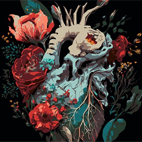 Картина за номерами Strateg "Квіткова експресія серця" 30x30 см (SH3030-6)