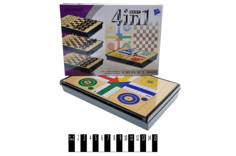 Шахматы магнитные 4в1, 24*17,5*3,5 см