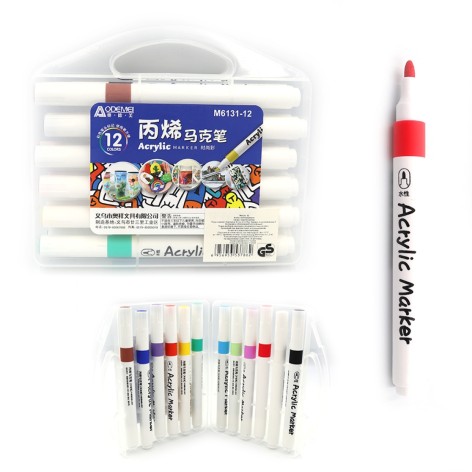 Набір акрил. скетчмаркерів Aodemei, 12шт., plastic box