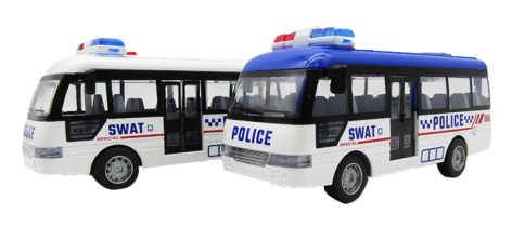 Набір іграшкових автобусів 6 шт, різнокольорові 19 см, світло, звуки, мигалки