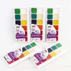 УЦЕНКА 30% Акварель CLASSIC, 12 кол., безп, пласт.кор., KIDS Line