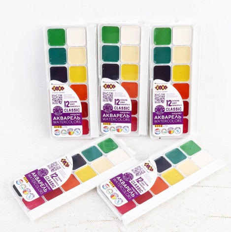 УЦЕНКА 30% Акварель CLASSIC, 12 кол., безп, пласт.кор., KIDS Line