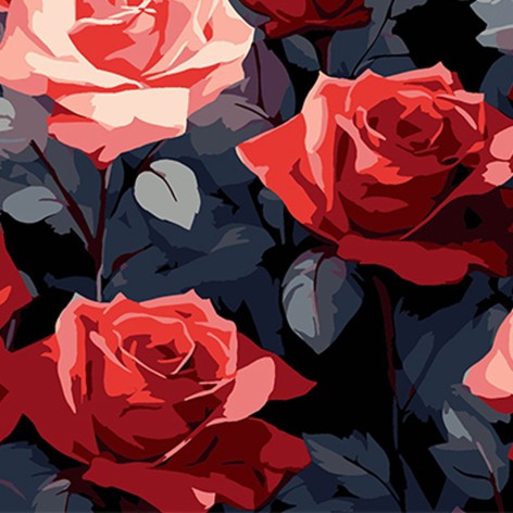Набор для росписи Красные розы красоты на черном фоне размером 30х30 см (SH3030-22)