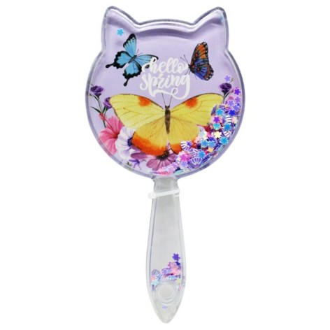 Дзеркальце з блискітками "Котик", бузкове