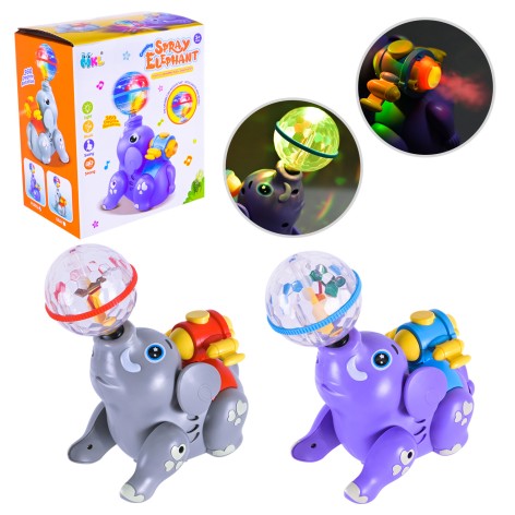 Слоненок муз. батар., свет,муз, движение, поворот,кор.14,2*9,8*16,7см 