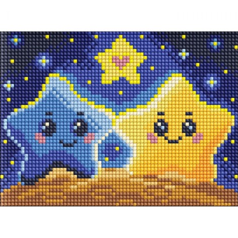 Набір із алмазною мозаїкою без підрамника для дітей «Закохані зірки» 15х20см