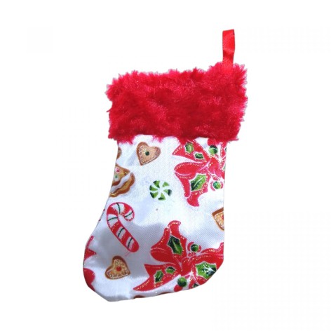 Рождественский сапог Декор белый маленький 14 см