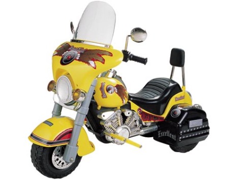Электромобиль детский Мотоцикл 454 желтый на аккумуляторе 6V-10AH, 35W, 3 км/ч, до 30 кг, 123*58*95 см