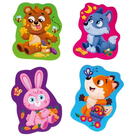 Пазлы макси Vladi Toys картонные с игрой Малыш Сможет Лесные звери
