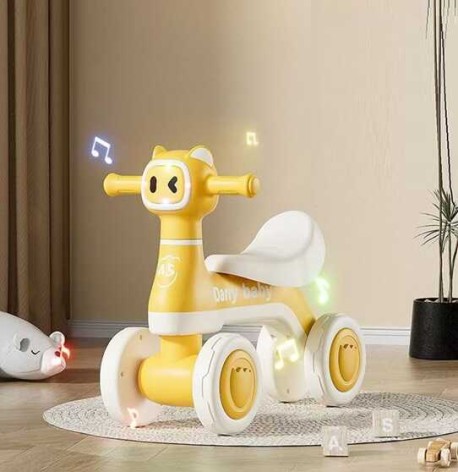 Велобег JOY 4-х колесный колеса PU, рама пластик, песни, УКР. ОЗВУЧ., подсветка, сиденье 27х11 см, в кор. /1/