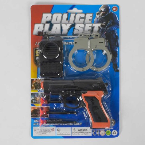 Дитячий поліцейський набір, з пістолетом, 3 патрони на присосці, наручники, аксесуари