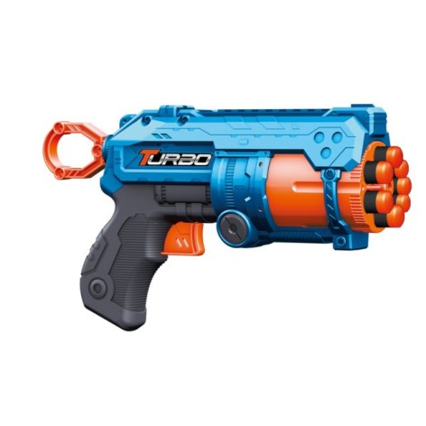 Пістолет іграшковий, механічний, з барабаном та мʼякими набоями, 22,5 см