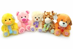 Мягкие игрушки Звери с шарфом, 5 видов, 25 см