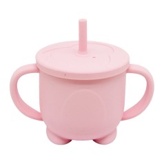 Силиконовая чашка-поилка, 200 мл, розовая