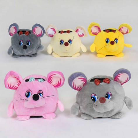 М'яка іграшка-скарбничка Мишка, музична, російська пісенька, 10 см, 5 кольорів