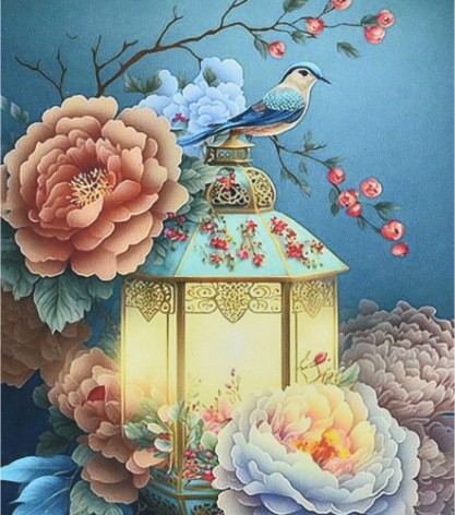 Набір для творчості алмазна картина Вінтажний ліхтар Strateg розміром 30х40 см (HEG88141)