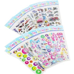 Набір об'ємних наклейок, 12 аркушів (мікс)