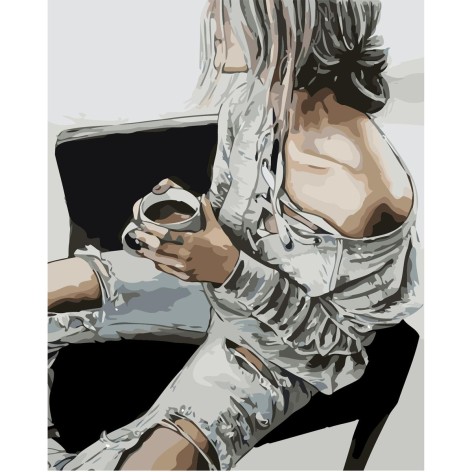 Картина по номерах 0167 ОРТ кол. Думки з чашкою кави 40*50