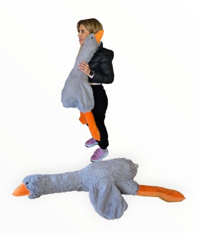 М'яка іграшка Гусак (подушка обіймашка) сірий , 110см