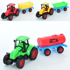 Іграшка трактор з причепом та бочкою 15см, 18см, 3 види (мікс кольорів)